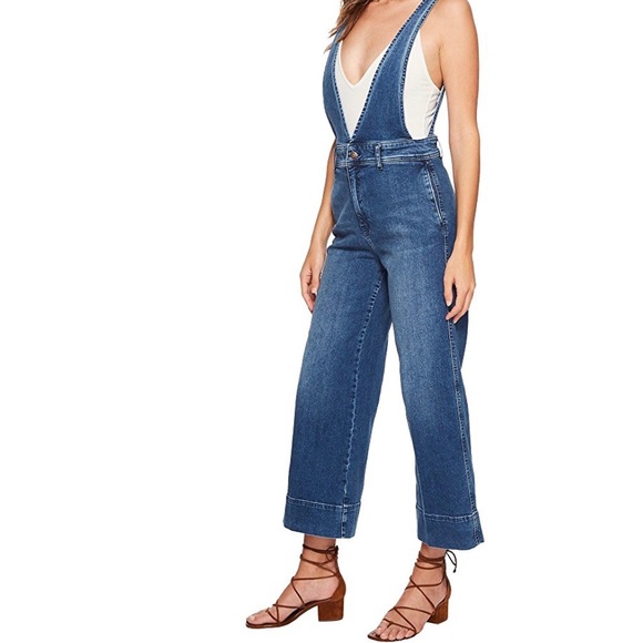 NWT $128 Free People A line overalls in blue - Picture 3 of 8